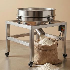 19.6" Stainless Steel Vibrating Sifter Machine, 110V Electric Sieve Shaker with 40 & 100 Mesh Screens, Industrial Powder Screening Machine for Fl