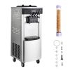 Commercial Ice Cream Machine, 20-28L/H Yield, 2200W 3-Flavor Freestanding Soft Serve Ice Cream Maker with 2 x 6L Hoppers & Hopper Agitation
