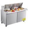 60"W Commercial Refrigerator, 15.4 Cu. Ft Sandwich Prep Refrigerated Table, Mega Top Food Prep Fridge with 24 Pans and Cutting Board