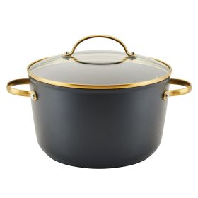 Forged Induction Ceramic Nonstick Stockpot with Lid, 6 Quart, Black