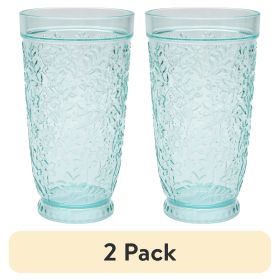 (2 pack) 24-Ounce Embossed Tritan Ditsy Tall Tumbler, Teal