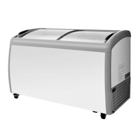 Commercial Ice Cream Display Case, 12.8 Cu.ft Chest Freezer, -19 to 3 F Temp Adjustable Mobile Top Deep Freezer with 4 Wire Baskets