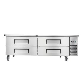 Chef Base Refrigerator, 72" W Commercial Chef Bases Worktop Refrigerators, 4-Drawer Under Counter Fridge with 12 Pans Stainless Steel