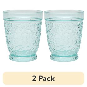(2 pack) 16-Ounce Embossed Tritan Plastic Ditsy Tumbler, Teal