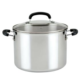 Brilliance 8 Quart Stockpot with Lid, Induction Compatible, Metal Utensil and Dishwasher Safe, Stainless Steel