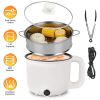 Electric Hot Pot with Steamer 1.8L Mini Portable Hot Pot with 300W 600W Dual Power for Egg Fried Rice Ramen Oatmeal Soup Overheat Protection for Colle
