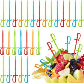 300 Pieces Plastic Cocktail Swords Picks Fruit Drink Picks Bulk Colorful Appetizer Skewers Toothpicks Pack for Pirate or Under the Sea Themed Fam