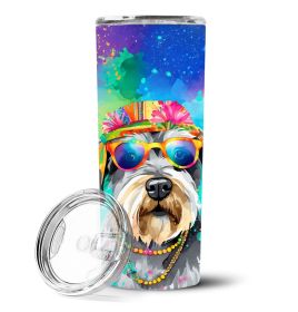 Schnauzer Hippie Dawg Stainless Steel Skinny Tumbler Vacuum Double Walled Reusable Insulated Tumbler Travel Cup for Coffee Cocktails Gift with Lid