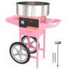 Electric Cotton Candy Machine with Cart, 1000W Commercial Floss Maker with Stainless Steel Bowl, Sugar Scoop and Drawer, Perfect for Home