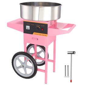 Electric Cotton Candy Machine with Cart, 1000W Commercial Floss Maker with Stainless Steel Bowl, Sugar Scoop and Drawer, Perfect for Home