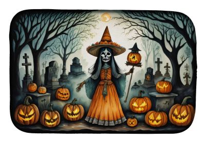 La Llorona Skeleton Spooky Halloween Dish Drying Mat Absorbent Dish Drying Mat Pad for Kitchen Counter Dish Drainer Mat for Countertop, 14 x 21"