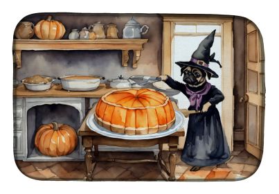 Pug Fall Kitchen Pumpkins Dish Drying Mat Absorbent Dish Drying Mat Pad for Kitchen Counter Dish Drainer Mat for Countertop, 14 x 21", Multicolor