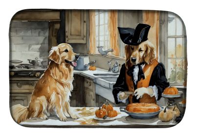 Golden Retriever Fall Kitchen Pumpkins Dish Drying Mat Absorbent Dish Drying Mat Pad for Kitchen Counter Dish Drainer Mat for Countertop, 14 x 21