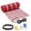 80 sqft Self-Adhesive Mesh Floor Heating Mat System, 120V Electric Radiant Heated Floor System, with Smart Control Thermostat & Alarm