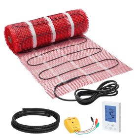 80 sqft Self-Adhesive Mesh Floor Heating Mat System, 120V Electric Radiant Heated Floor System, with Smart Control Thermostat & Alarm
