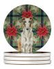 Borzoi Christmas PoinsettIas Large Sandstone Coasters Pack of 4 Absorbent Round Coasters Decor Gifts for Men or Women, 4 in, Multicolor