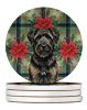 Brindle Bouvier des Flandres Christmas PoinsettIas Large Sandstone Coasters Pack of 4 Absorbent Round Coasters Decor Gifts for Men or Women, 4 in