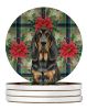 Black and Tan Bloodhound Christmas PoinsettIas Large Sandstone Coasters Pack of 4 Absorbent Round Coasters Decor Gifts for Men or Women, 4 in