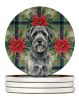 Gray Bouvier des Flandres Christmas PoinsettIas Large Sandstone Coasters Pack of 4 Absorbent Round Coasters Decor Gifts for Men or Women, 4 in