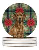 Chesapeake Bay Retriever Christmas PoinsettIas Large Sandstone Coasters Pack of 4 Absorbent Round Coasters Decor Gifts for Men or Women, 4 in