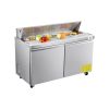 60"W Commercial Refrigerator, 15.4 Cu. Ft Sandwich Prep Refrigerated Table, Mega Top Food Prep Fridge with 16 Pans and Cutting Board