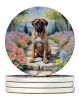 Bullmastiff Spring Path Large Sandstone Coasters Pack of 4 Absorbent Round Coasters Decor Gifts for Men or Women, 4 in, Multicolor