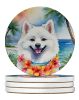 American Eskimo Luau Large Sandstone Coasters Pack of 4 Absorbent Round Coasters Decor Gifts for Men or Women, 4 in, Multicolor