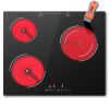 Glaskeramikkochfeld 3 Platten 60cm, 5200W Herdplatte 3 Kochfelder, Kochfeld 3 Platten mit Touch-Steuerung, 9 Heizstufen, Kindersicherung, Timer 99 Min