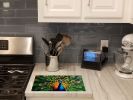 NEW Peacock Glass Cutting Board Decorative Tempered Glass Kitchen Cutting and Serving Board Large Size Chopping Board