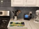 Montana Bitterroot in Watercolor Glass Cutting Board Decorative Tempered Glass Kitchen Cutting and Serving Board Large Size Chopping Board