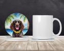American Water Spaniel Luau Large Sandstone Coasters Pack of 4 Absorbent Round Coasters Decor Gifts for Men or Women, 4 in, Multicolor