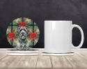 Gray Bouvier des Flandres Christmas PoinsettIas Large Sandstone Coasters Pack of 4 Absorbent Round Coasters Decor Gifts for Men or Women, 4 in