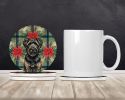 Brindle Bouvier des Flandres Christmas PoinsettIas Large Sandstone Coasters Pack of 4 Absorbent Round Coasters Decor Gifts for Men or Women, 4 in