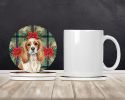 Blenheim Cavalier Spaniel Christmas PoinsettIas Large Sandstone Coasters Pack of 4 Absorbent Round Coasters Decor Gifts for Men or Women, 4 in