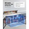 60"W Commercial Refrigerator, 15.4 Cu. Ft Sandwich Prep Refrigerated Table, Mega Top Food Prep Fridge with 16 Pans and Cutting Board