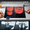 Glaskeramikkochfeld 3 Platten, Einbau Glaskeramikkochfeld, Kochfeld 3 Platten, 5400W Kochfelder, Touch-Steuerung, 9 Leistungsstufen