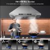 30" Island Range Hood 700 CFM Ceiling Mount Kitchen Vent Hood with Gesture/Touch Control, 3-Speed Fan & 4 LED Lights, Convertible Ductless/Duct
