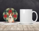 Red and White Bull Terrier Christmas PoinsettIas Large Sandstone Coasters Pack of 4 Absorbent Round Coasters Decor Gifts for Men or Women, 4 in