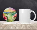 North Dakota Wild Prairie Roses in Watercolor Large Sandstone Coasters Pack of 4 Absorbent Round Coasters Decor Gifts for Men or Women, 4 in