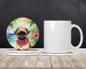 Brussels Griffon Luau Large Sandstone Coasters Pack of 4 Absorbent Round Coasters Decor Gifts for Men or Women, 4 in, Multicolor