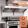 Commercial Exhaust Hood, 7FT Food Truck Hood Exhaust, 201 Stainless Steel Concession Trailer Hood with 3 Detachable U-shaped Grid Oil Filter Mesh