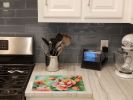Delaware Peach Blossom in Watercolor Glass Cutting Board Decorative Tempered Glass Kitchen Cutting and Serving Board Large Size Chopping Board