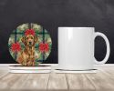 Chesapeake Bay Retriever Christmas PoinsettIas Large Sandstone Coasters Pack of 4 Absorbent Round Coasters Decor Gifts for Men or Women, 4 in