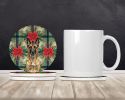 Belgian Malinois Christmas PoinsettIas Large Sandstone Coasters Pack of 4 Absorbent Round Coasters Decor Gifts for Men or Women, 4 in, Multicolor