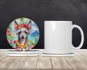 Chinese Crested Luau Large Sandstone Coasters Pack of 4 Absorbent Round Coasters Decor Gifts for Men or Women, 4 in, Multicolor