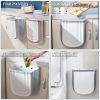 Wall Mounted Foldable Trash Can for Kitchen Cabinet - 2.4 Gallon Hanging Small Waste Bin,Plastic Collapsible Garbage Can for Bathroom, Bedroom Counter
