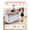 Commercial Ice Cream Display Case, 12.8 Cu.ft Chest Freezer, -19 to 3 F Temp Adjustable Mobile Top Deep Freezer with 4 Wire Baskets