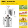 70L 18.5Gal Water Alcohol Distiller 304 Stainless Steel Alcohol Still Wine Making Boiler Home Kit with Thermometer for Whiskey Brandy Essential