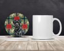 Black Russian Terrier Christmas PoinsettIas Large Sandstone Coasters Pack of 4 Absorbent Round Coasters Decor Gifts for Men or Women, 4 in, Multicolor