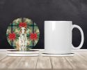 Borzoi Christmas PoinsettIas Large Sandstone Coasters Pack of 4 Absorbent Round Coasters Decor Gifts for Men or Women, 4 in, Multicolor